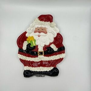 Fitz and Floyd Gifts from Santa Canape Plate Porcelain Textured  Holiday NIB